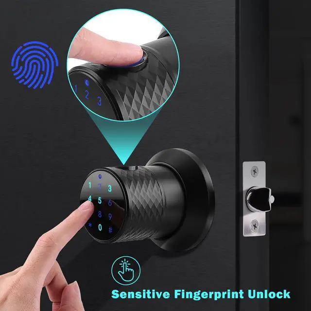Alt view image 3 of 7 - FITNATE Keyless Smart Fingerprint Lock Bluetooth Digital Code Door Deadbolt Lock with Keypad