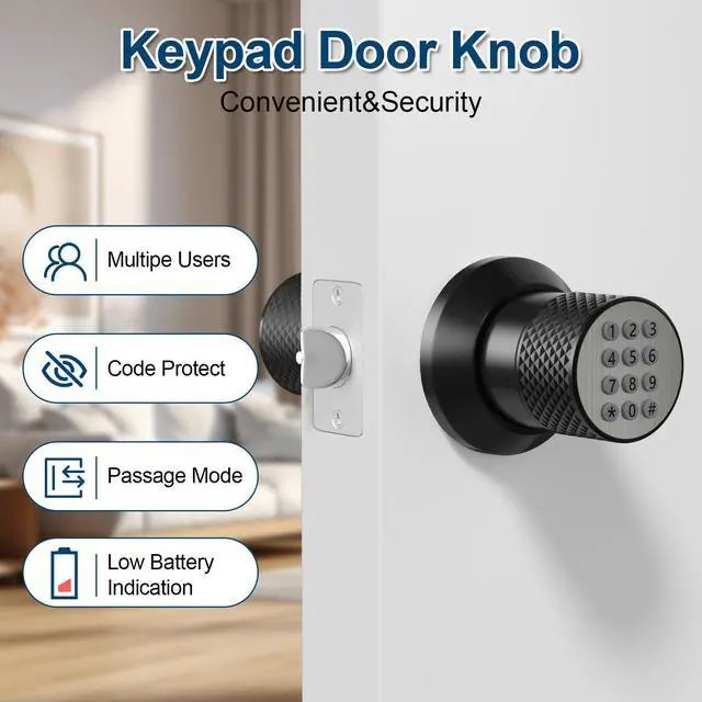 Alt view image 7 of 7 - FITNATE Keyless Smart Lock Digital Door Lock with Keypad & Spare Keys