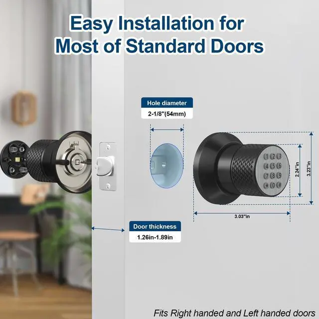 Alt view image 6 of 7 - FITNATE Keyless Smart Lock Digital Door Lock with Keypad & Spare Keys