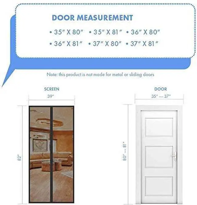 Alt view image 6 of 7 - AGPtEK Magnetic Screen Door with Fiberglass Mesh Curtain Fits Size 37" x 82"