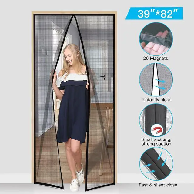 Main image of AGPtEK Magnetic Screen Door with Fiberglass Mesh Curtain Fits Size 37" x 82"