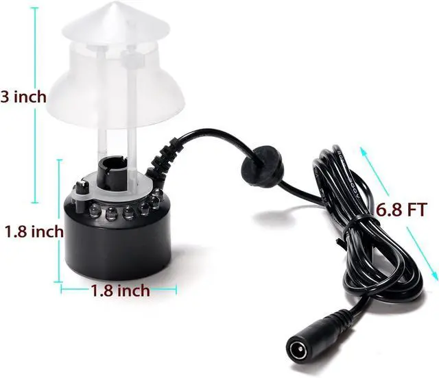 Alt view image 4 of 7 - FITNATE 12 LED Mist Maker Fogger Water Fountain Pond Fog Machine Atomizer Air Humidifier