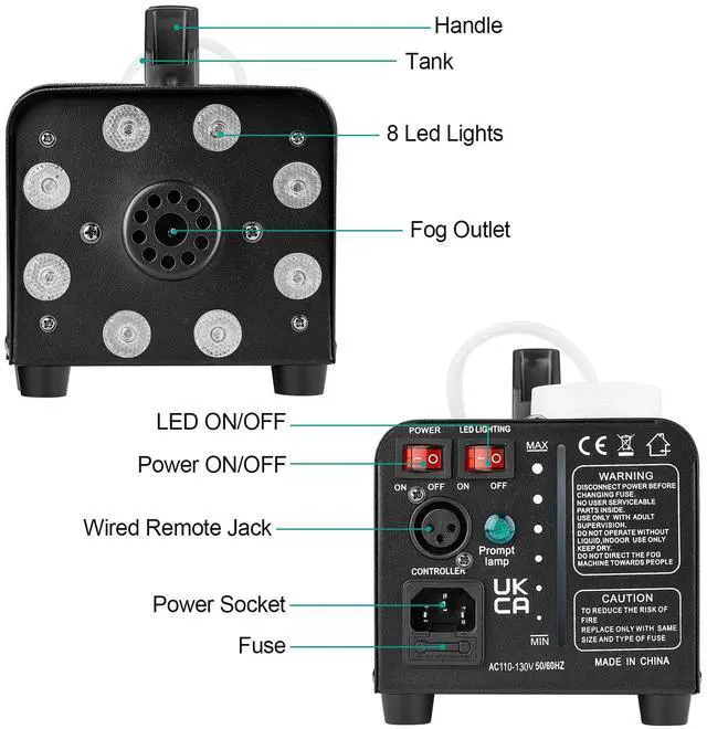 Alt view image 4 of 7 - AGPtEK Fog Machine with Wireless Remote Control & Colorful LED Light