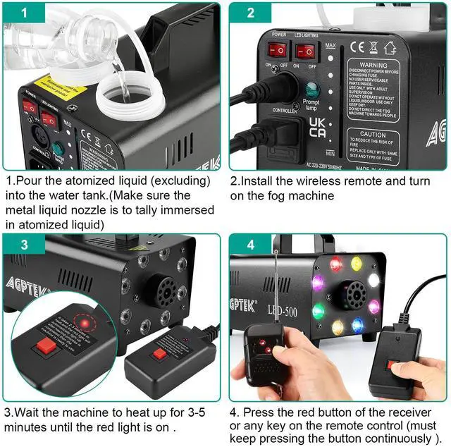 Alt view image 5 of 7 - AGPtEK Fog Machine with Wireless Remote Control & Colorful LED Light