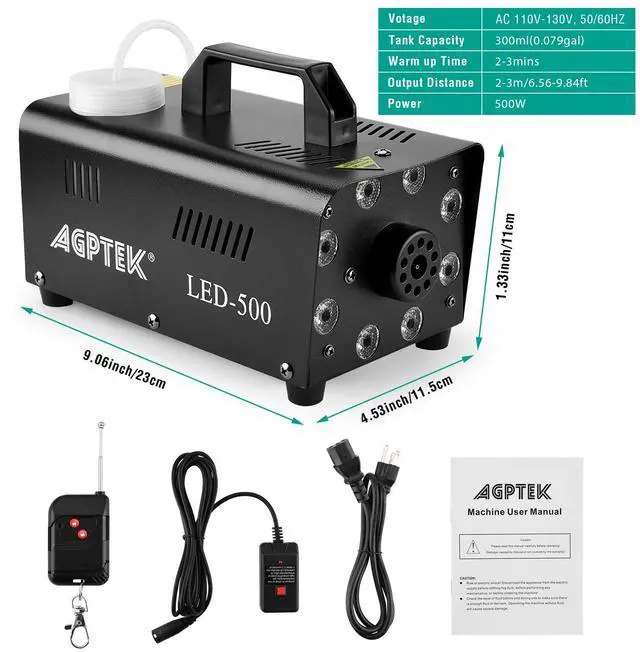 Alt view image 7 of 7 - AGPtEK Fog Machine with Wireless Remote Control & Colorful LED Light