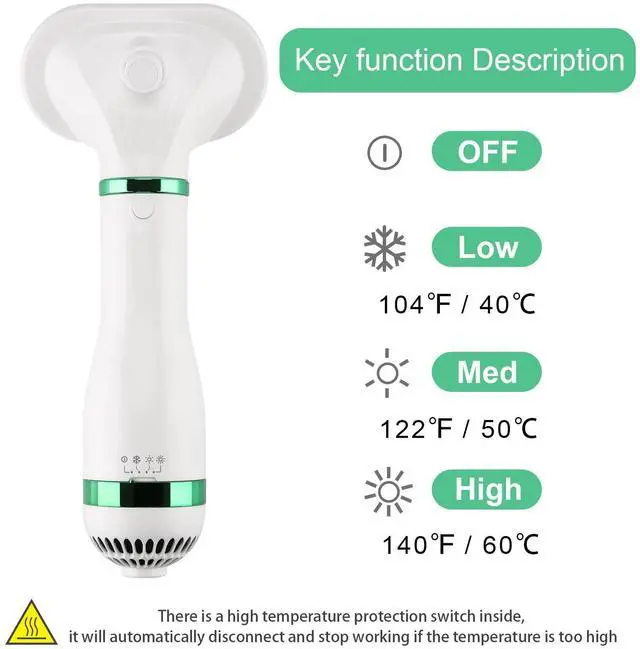 Alt view image 2 of 7 - Ownpets 2 in 1 Pet Hair Dryer Portable with Slicker Brush Adjustable Temperature