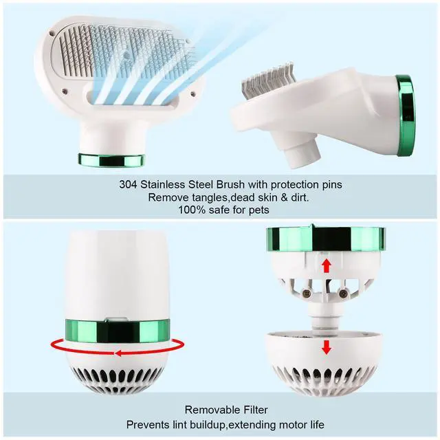 Alt view image 3 of 7 - Ownpets 2 in 1 Pet Hair Dryer Portable with Slicker Brush Adjustable Temperature