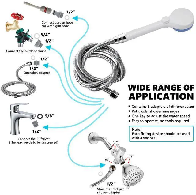Alt view image 6 of 7 - Ownpets Pet Shower Sprayer with Hose & Diverter