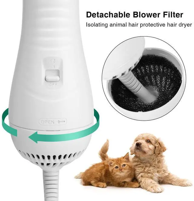 Alt view image 4 of 7 - Ownpets 2 In 1 Pet Hair Dryer Blower Slicker Brush Portable Dog Cat Grooming Low Noise