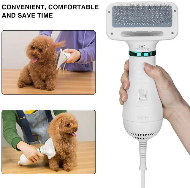 Alt view image 7 of 7 - Ownpets 2 In 1 Pet Hair Dryer Blower Slicker Brush Portable Dog Cat Grooming Low Noise