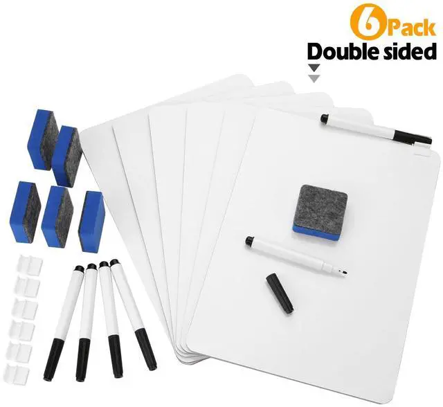 Main image of AGPtEK 6 Kits Whiteboard Pen Clips Dry Erase Writing Drawing Board for School Office