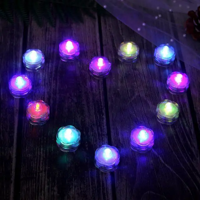 Alt view image 7 of 7 - AGPtEK 24Pcs Submersible LED Tea Light Candle Flameless Waterproof RGB Lamp Underwater