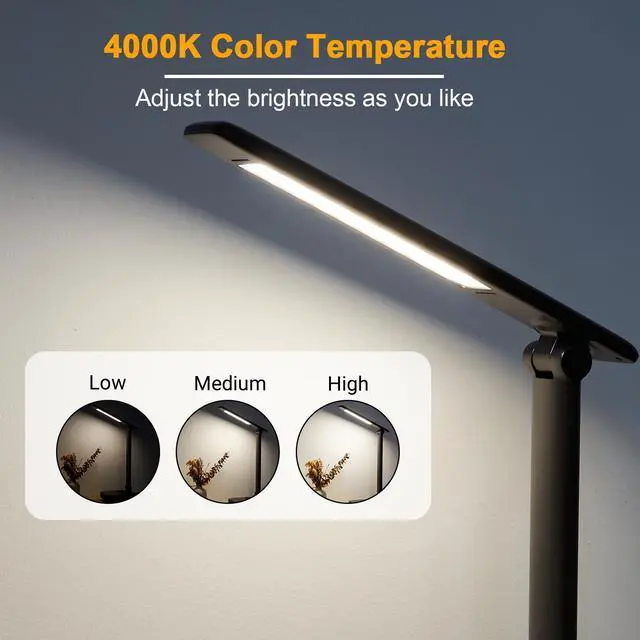Alt view image 5 of 7 - AGPtEK LED Desk Lamp with 4 USB Charging Port and 2 AC Power Sockets Black