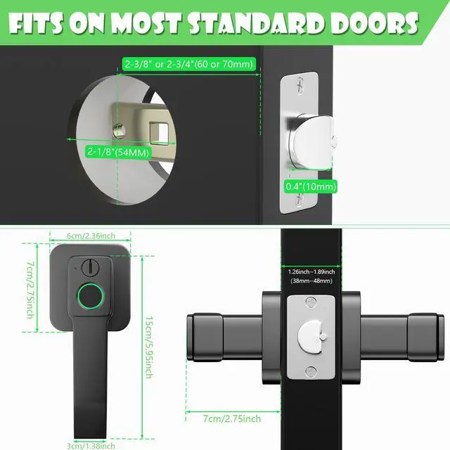 Alt view image 5 of 7 - FITNATE Smart Biometric Door Lock with App Control Fingerprint