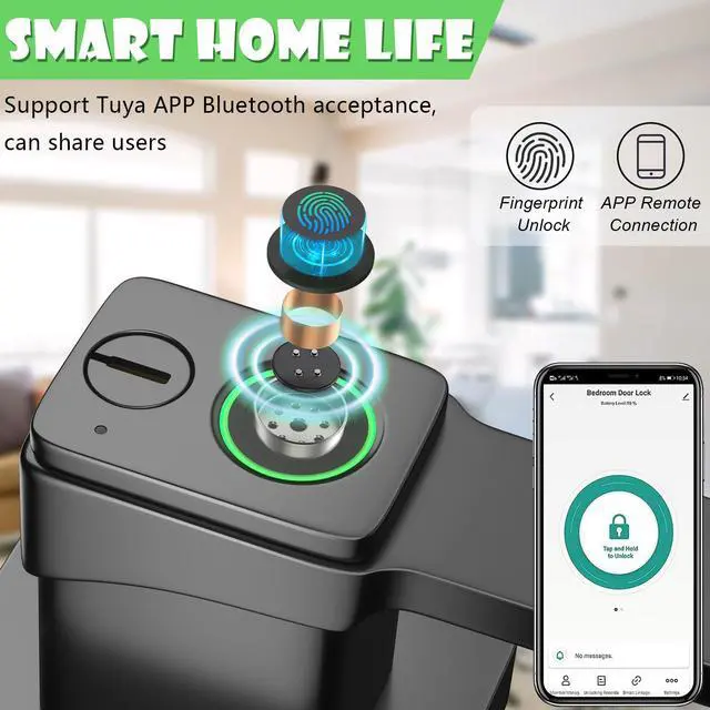 Alt view image 2 of 7 - FITNATE Smart Biometric Door Lock with App Control Fingerprint