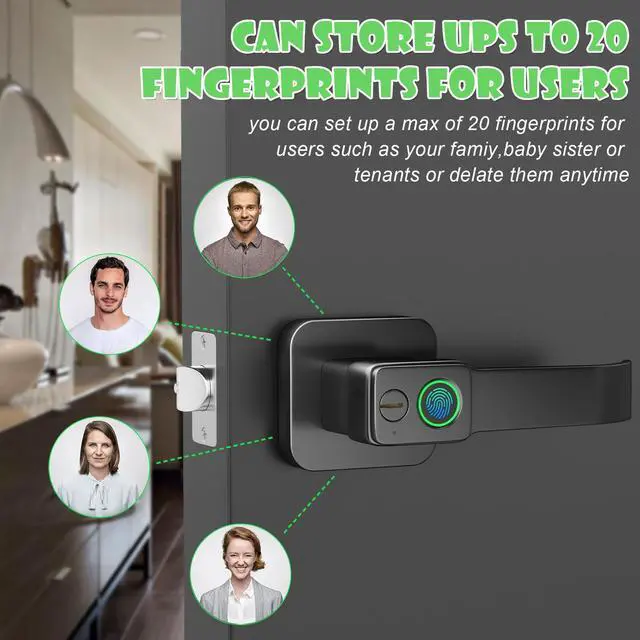 Alt view image 7 of 7 - FITNATE Smart Biometric Door Lock with App Control Fingerprint