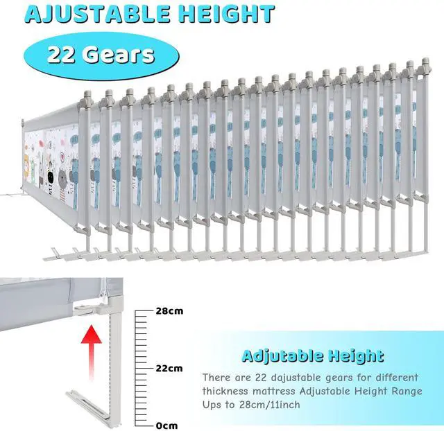 Alt view image 5 of 7 - FITNATE Toddlers Bed Guard Rail, Grey