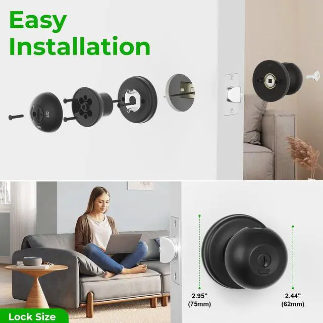 Alt view image 5 of 7 - FITNATE Biometric Door Lock Rechargeable Fingerprint Lock with Key