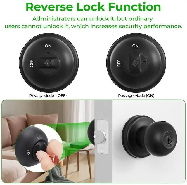 Alt view image 3 of 7 - FITNATE Biometric Door Lock Rechargeable Fingerprint Lock with Key