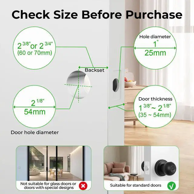 Alt view image 4 of 7 - FITNATE Biometric Door Lock Rechargeable Fingerprint Lock with Key
