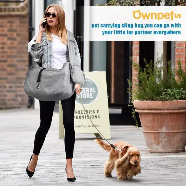 Alt view image 7 of 7 - Ownpets Ex-larger Pet Sling Carrier Hands-Free Dog Cat Bag for Hiking Travel