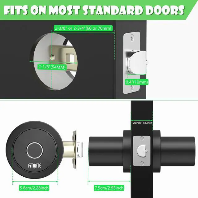 Alt view image 5 of 7 - FITNATE Smart Biometric Door Lock Fingerprint Door Knob with App Control, Black