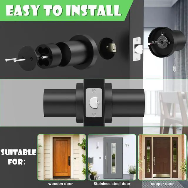 Alt view image 7 of 7 - FITNATE Smart Biometric Door Lock Fingerprint Door Knob with App Control, Black