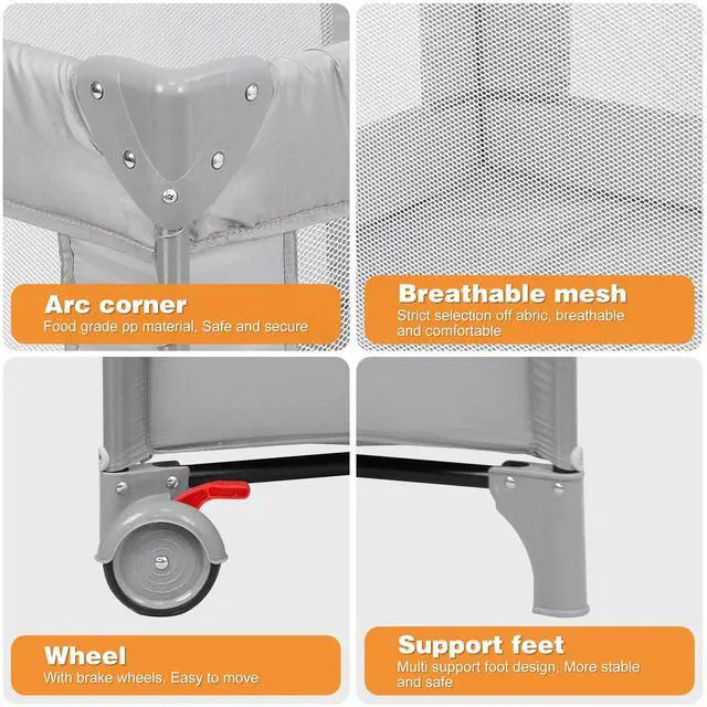 Alt view image 3 of 7 - WELSPO Baby Play Portable Playard Play Pen with Mattress 39" x 39"