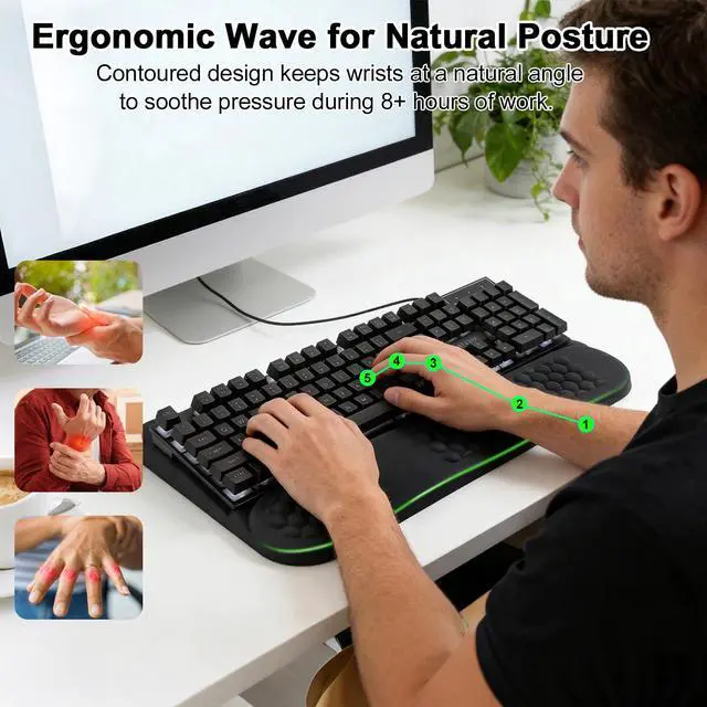 Alt view image 2 of 7 - AGPtEK Keyboard Wrist Rest with Keyboard Stand for Computer Keyboard