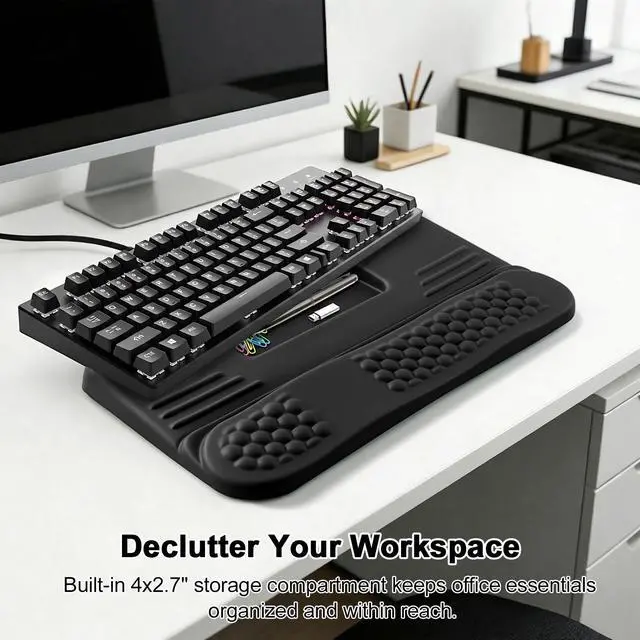 Alt view image 3 of 7 - AGPtEK Keyboard Wrist Rest with Keyboard Stand for Computer Keyboard