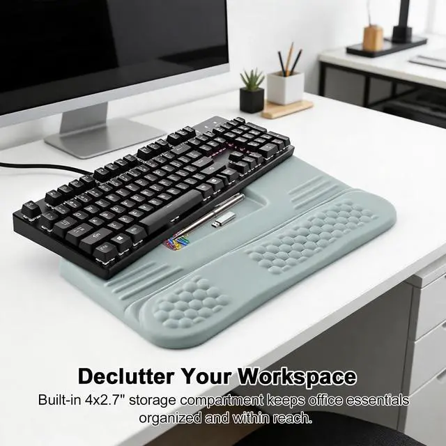 Alt view image 6 of 7 - AGPtEK Keyboard Wrist Rest with Keyboard Stand for Computer Keyboard Grey