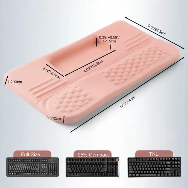 Alt view image 5 of 7 - AGPtEK Keyboard Wrist Rest with Keyboard Stand for Computer Keyboard Pink