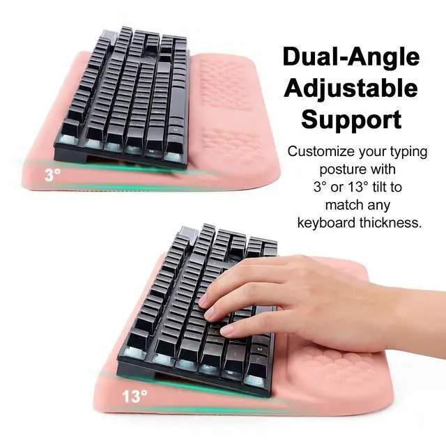 Alt view image 6 of 7 - AGPtEK Keyboard Wrist Rest with Keyboard Stand for Computer Keyboard Pink