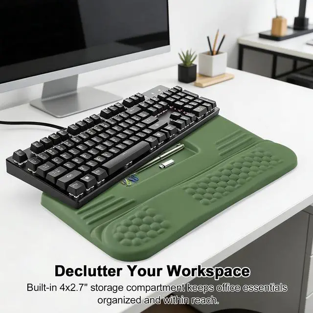 Alt view image 6 of 7 - AGPtEK Keyboard Wrist Rest with Keyboard Stand for Computer Keyboard Green
