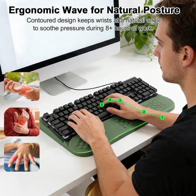 Alt view image 2 of 7 - AGPtEK Keyboard Wrist Rest with Keyboard Stand for Computer Keyboard Green