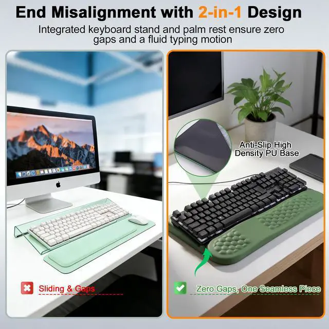 Alt view image 7 of 7 - AGPtEK Keyboard Wrist Rest with Keyboard Stand for Computer Keyboard Green