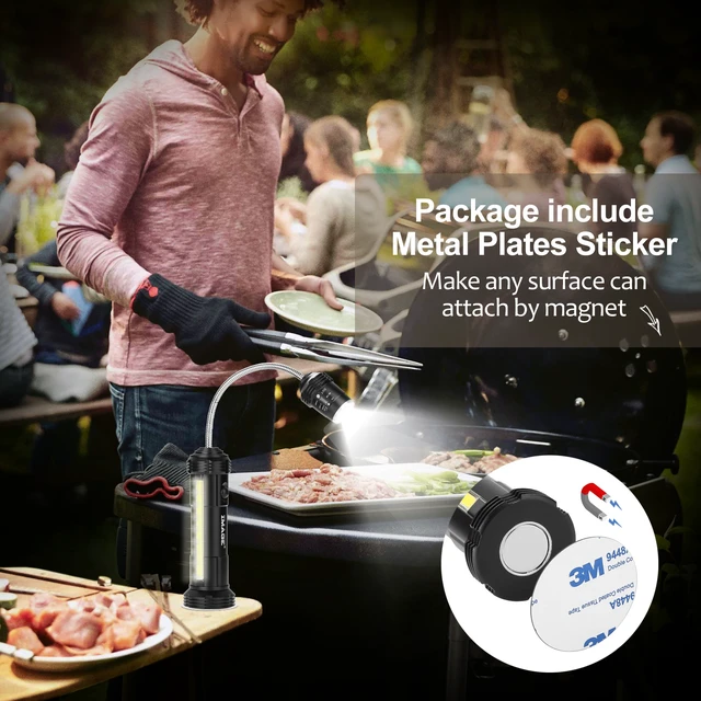 Alt view image 2 of 7 - IMAGE 2 Pack 360º BBQ Grill Lights Side LED Magnetic Base Barbecue Lamp Set