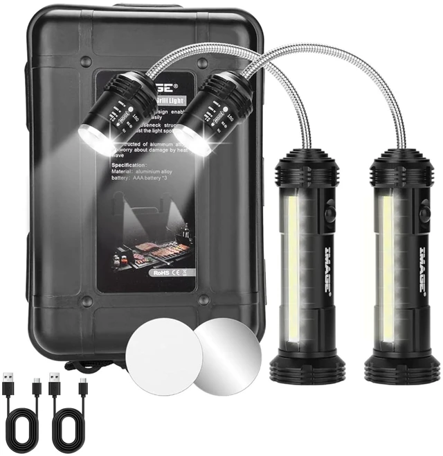 Main image of IMAGE Rechargeable Grill Lights Magnetic BBQ Grill Light with Ultra-Bright LED Lights and 3W Side Light, 360 Degrees Flexible Gooseneck