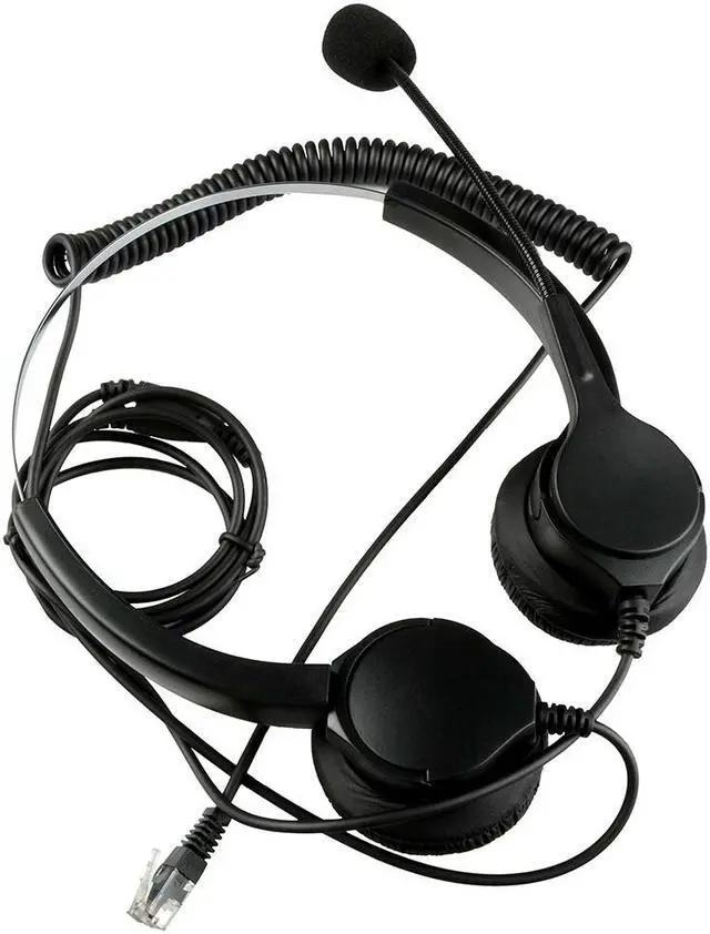 Alt view image 7 of 7 - AGPtek RJ9 Crystal Head Handsfree Call Center Noise Cancelling Corded binaural Headset Headphone with Mic Mircrophone for Phone Desk Telephonefor Phone Telephone Counseling Services Insurance Hospital