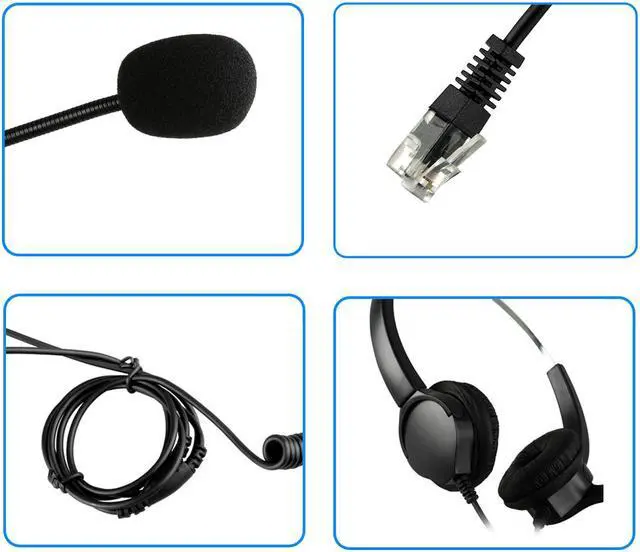 Alt view image 5 of 7 - AGPtek RJ9 Crystal Head Handsfree Call Center Noise Cancelling Corded binaural Headset Headphone with Mic Mircrophone for Phone Desk Telephonefor Phone Telephone Counseling Services Insurance Hospital