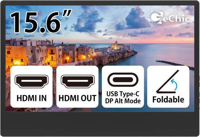 GeChic M505E 15.6 inch FHD 1080p Portable Monitor with USB Type-C Input,  HDMI Input/Output, DC-IN port, daisy chain display for conference, factory, 