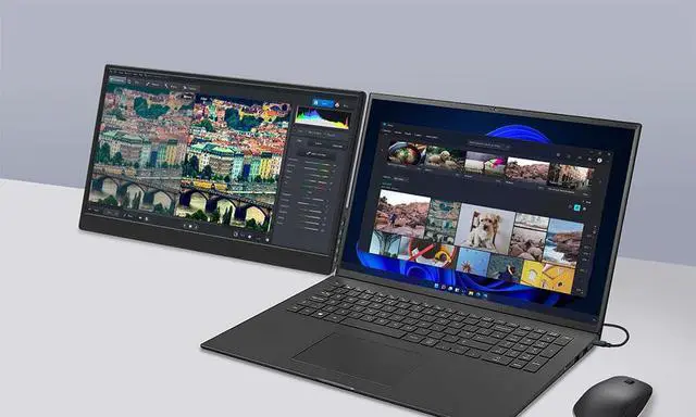 Alt view image 6 of 7 - Gechic M161H 16.1"1080P Portable Monitor Rear Port Laptop/Macbook,HDMI USB-C Industrial Frameless Monitor,Vesa Mount Tripod,Eyecare Gaming Xbox/PS5/Switch,Vertical Stacked Dual Screens,Travel Monitor