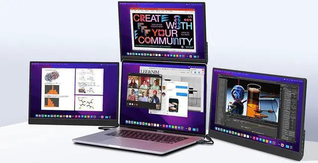 Alt view image 5 of 7 - Gechic M161H 16.1"1080P Portable Monitor Rear Port Laptop/Macbook,HDMI USB-C Industrial Frameless Monitor,Vesa Mount Tripod,Eyecare Gaming Xbox/PS5/Switch,Vertical Stacked Dual Screens,Travel Monitor