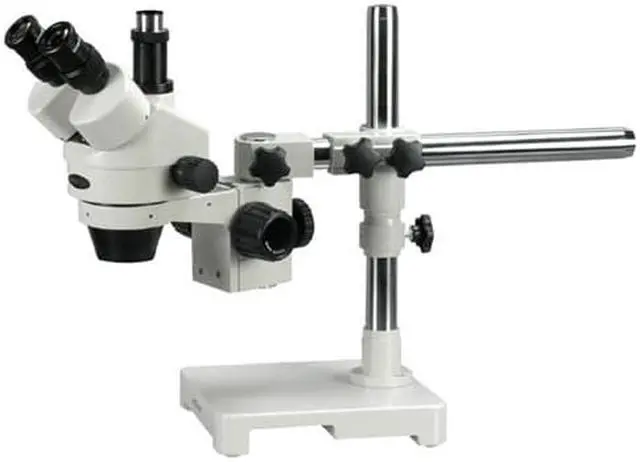 Main image of 7X-45X Trinocular Stereo Zoom Microscope on Single Arm Boom Stand