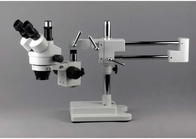 Alt view image 4 of 9 - amscope sm4tpz professional trinocular stereo zoom microscope with simultaneous focus control, wh10x eyepieces, 3.5x90x magnification, 0.7x4.5x zoom objective, ambient lighting, doublearm boom stand,