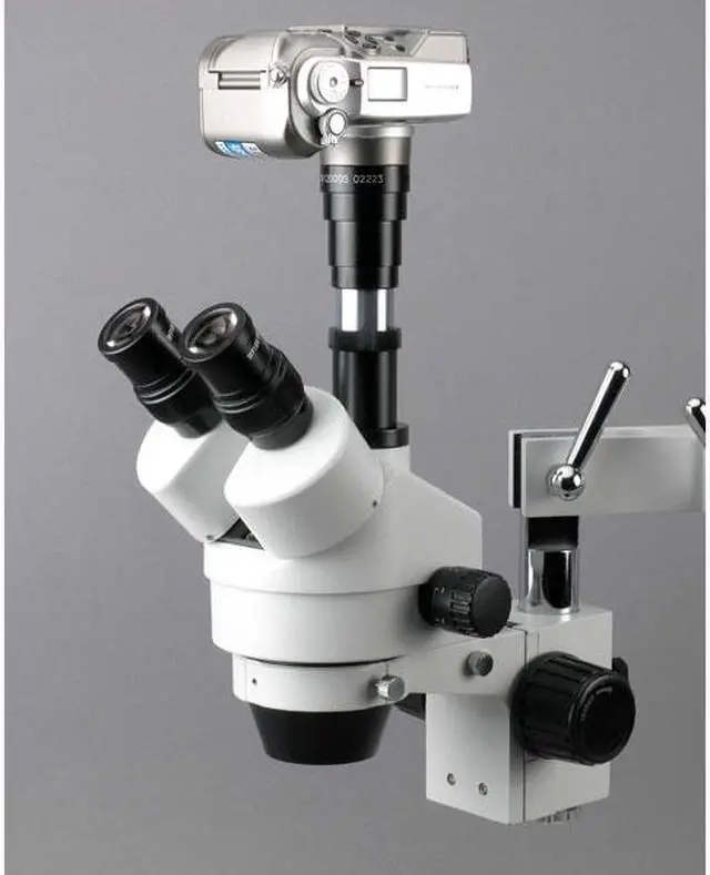 Alt view image 6 of 9 - amscope sm4tpz professional trinocular stereo zoom microscope with simultaneous focus control, wh10x eyepieces, 3.5x90x magnification, 0.7x4.5x zoom objective, ambient lighting, doublearm boom stand,