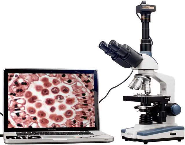 Main image of 2000X LED Lab Trinocular Compound Microscope w 3D Mechanical Stage + 10MP Camera