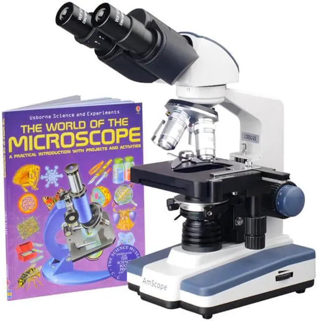 Main image of 40X-2500X LED Lab Binocular Compound Microscope with 3D-Stage + Microscope Book