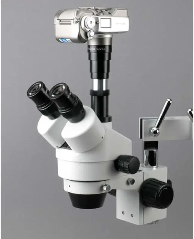 Alt view image 5 of 9 - 7X-45X Simul-Focal Stereo Zoom Microscope on Dual Arm Boom Stand