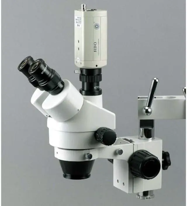 Alt view image 6 of 9 - 7X-45X Simul-Focal Stereo Zoom Microscope on Dual Arm Boom Stand
